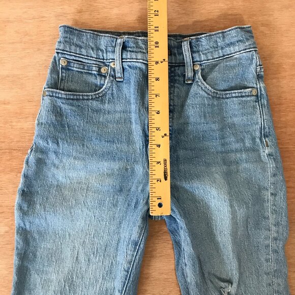 Madewell Perfect Vintage Crop Jean Women size 25P Blue Distressed Raw Hem Grunge - Picture 8 of 14